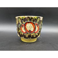 Marei 12/2 Übertopf Cachepot Planter Keramik Grün Braun Apfel Ceramics West German Pottery Design 60S 60Er 70S 70Er Vintage Vtg von vonboege