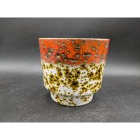 Marei 12/3 Übertopf Cachepot Planter Weiß Orange Keramik Ceramics West German Pottery Design 60S 60Er 70S 70Er Vintage Vtg von vonboege