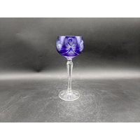 Römerglas Weinglas Sekt Set Kristall Glas Blau Schleuderstern Mid Century Design 60S 60Er 70S 70Er Vintage von vonboege