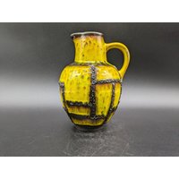 Ruscha 310/1 Vase Keramik Ceramic Gelb Schwarz West German Pottery Fat Lava Design 60S 60Er 70S 70Er Vintage von vonboege
