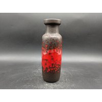 Scheurich 200-22 Vase Keramik Ceramic Kaskade Rot Schwarz West German Pottery Design 70S 70Er Vintage Wgp von vonboege