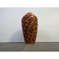Scheurich 540-48 Vase Keramik Ceramic 49, 2cm Hoch Orange Schwarz West German Pottery Fat Lava Crusty Design 60S 60Er 70S 70Er Vintage Wgp von vonboege