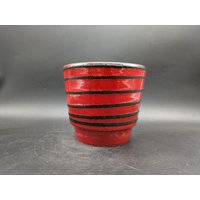 Scheurich Übertopf Cachepot Planter Pot Rot Schwarz Keramik Ceramics West German Pottery Design 60S 60Er 70S 70Er Vintage Vtg von vonboege