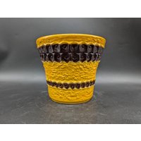 Ü Keramik Uebelacker 202 17 Übertopf Planter Cachepot Ceramics Braun Gelb West German Pottery Design 60S 60Er 70S 70Er Wgp Vintage von vonboege