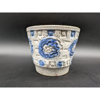 Uebelacker Ü Keramik 182/15 Übertopf Cachepot Planter Grau Blau Ceramics West German Pottery Design 60S 60Er 70S 70Er Vintage Vtg von vonboege