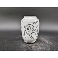 studiokeramik Artpottery Vase Fisch Keramik Ceramic Weiß Grau Mid Century Design 60S 60Er 70S 70Er Vintage Wgp Vtg von vonboege