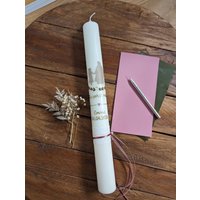 Kommunionkerze Du Gehst Mit in Rosa Für Mädchen Handverziert Echtwachs Personalisierbar von vonkathrin