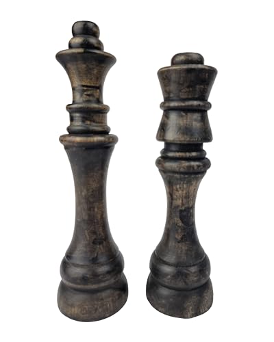 vonlu Große Schach Figuren Dekoration aus Holz 25x7x7 cm, Dame und König, Geschenk für Schachspieler/innen von vonlu