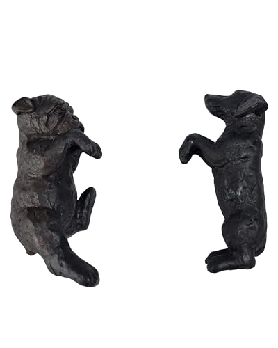 vonlu Hunde Dekoration Bulldog und Dackel schwarz aus Polystone 5,5x5x9cm von vonlu