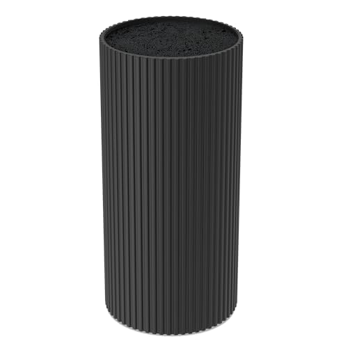 Vonsera Messerblock Ohne Messer, Universal Messerblocks Schwarz mit Borsten, Runder Messerblockhalter Abnehmbar, Unbestückte Messerblöcke für 10 Messers Aller Art, 22 x 11 x 11 cm von vonsera