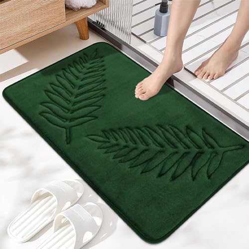 voofly Badematte aus Memory-Schaum, 81,3 x 50,8 cm, Blatt-Flanell-Samt, super saugfähig und rutschfest, wasserwaschbar, Badteppich für Badezimmer, Dusche, Eingangsbereich und Badewanne, Grün voofly Badematte aus Memory-Schaum, 81,3 x 50,8 cm, Blatt-Flanell-Samt, super saugfähig und rutschfest, wasserwaschbar, Badteppich für Badezimmer, Dusche, Eingangsbereich und Badewanne, Grün von voofly
