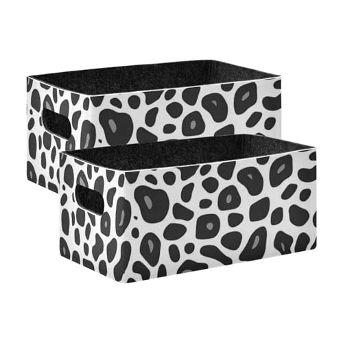 2 Stück faltbare Aufbewahrungsboxen in Leopardenhaut-Form, schwarz und weiß von voucong