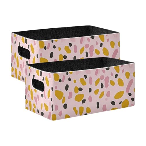 2 Stück gelbe und rosa gepunktete Würfel-Aufbewahrungsboxen für Kleidung 2 Stück gelbe und rosa gepunktete Würfel-Aufbewahrungsboxen für Kleidung von voucong