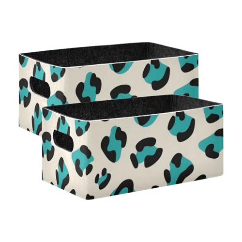 2er Set Aufbewahrungsboxen Würfelform Aufbewahrungsboxen für Schlafzimmer Wohnzimmer Badezimmer Regale Leopardenmuster Türkis von voucong