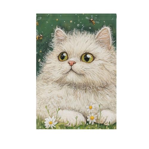 Art Selkirk Rex Cats grüne Gartenflaggen für den Außenbereich, Banner, Flaggen für den Außenbereich, 71 x 101 cm, doppelseitig von voucong