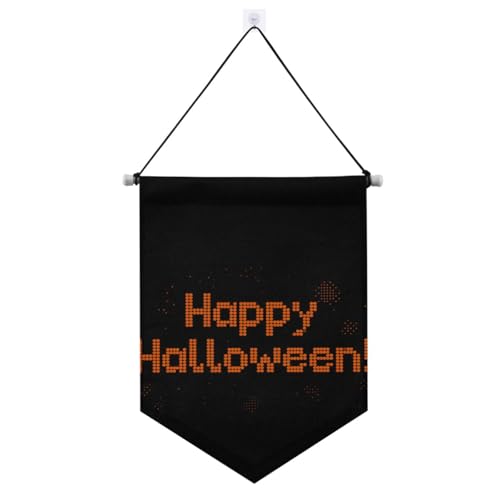 Banner mit Aufschrift "Happy Halloween", orange/schwarz, mit Teleskopstange, Stoffbanner, Partydekorationen für Türen, Wände, Fenster, Gärten, Hof von voucong