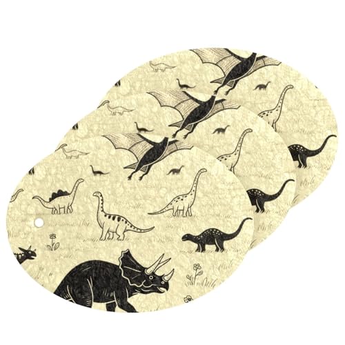 Beigefarbene Vintage-Dinosaurier-Schwämme für Geschirr, mühelose Reinigungsschwämme für den Haushalt, für Geschirr, Töpfe, Pfannen auf einmal, 3 Stück von voucong