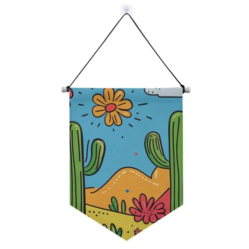 Bergkakteen traditionelle Kunstmotive, hängende Stoffbanner mit Teleskopstange, Wimpelflagge, Banner, Partydekorationen für Tür, Wände, Fenster, Gärten, Hof von voucong