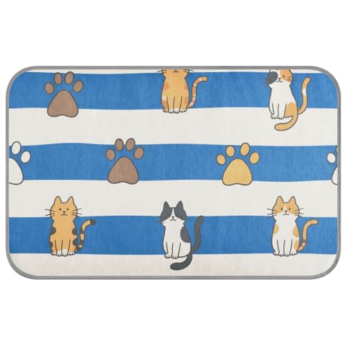 Blau-weiß gestreifte Katzenpfoten-Sommerunterlage für Katzen, selbstkühlend, 96,5 x 58,4 cm, Pad für Haustiere für Kätzchen, Innenbereich, wasserdicht, Cama Fria Para Perro M Blau-weiß gestreifte Katzenpfoten-Sommerunterlage für Katzen, selbstkühlend, 96,5 x 58,4 cm, Pad für Haustiere für Kätzchen, Innenbereich, wasserdicht, Cama Fria Para Perro M von voucong