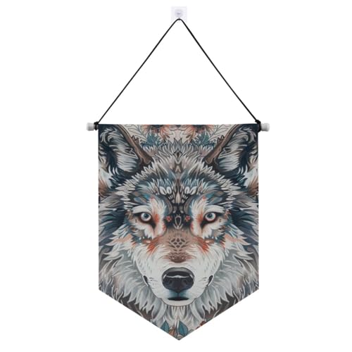 Boho-Stil, Blumen-Wolf, Banner zum Aufhängen mit Teleskopstange, Stoffbanner, Partydekorationen für Türen, Wände, Fenster, Gärten, Hof von voucong