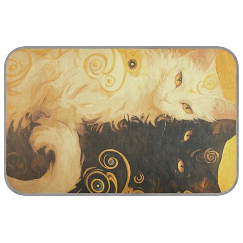 Boho weiße und schwarze Katzen, schickes Sommer-Pad für Katzen, selbstkühlend, 96,5 x 58,4 cm, Outdoor-Kühlkissen für Haustiere, zum Schlafen, tragbar, Cama Refrescante Para Perros M von voucong