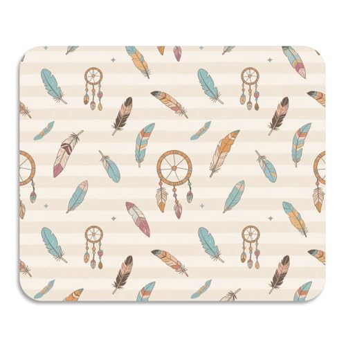 Braun-weiß gestreifte Boho-Traumfänger-Feder-Küchengeschirrmatte waschbar saugfähig Kieselgur Matte Küchentheke 59,9 x 50 cm Braun-weiß gestreifte Boho-Traumfänger-Feder-Küchengeschirrmatte waschbar saugfähig Kieselgur Matte Küchentheke 59,9 x 50 cm von voucong