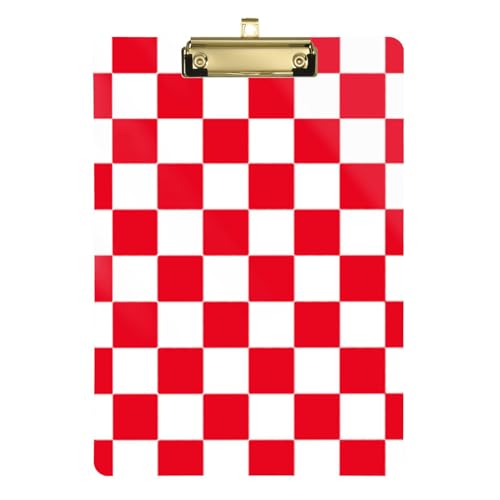 Buffalo Plaid Check Weiß Rot Acryl Klemmbrett Sparkle Standard Letter A4 Größe Hartplatte für Volleyball Baseball Trainer Gold 30,5 x 22,9 cm Tabla para escribir con Clip von voucong