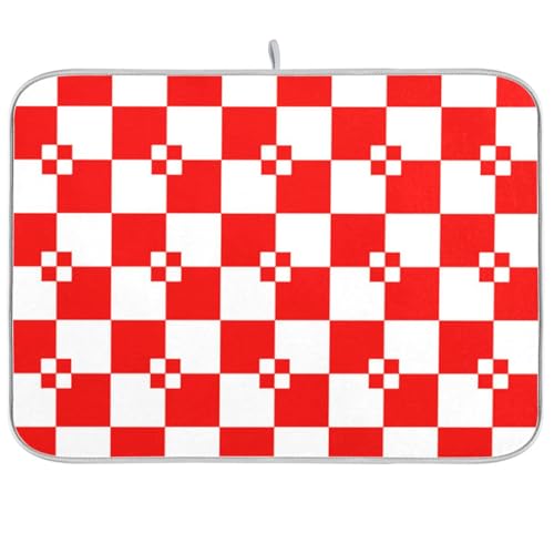 Buffalo Plaid Weiß Rot Wiederverwendbare Abtropfmatte 45,7 x 61 cm rechteckig große Abtropfmatte dekorative Heimdekoration Essentials von voucong