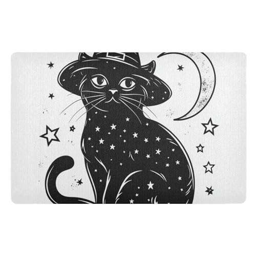Cartoon-Fußmatte, Motiv: schwarze Katze, für den Außenbereich, 81,3 x 50,8 cm, rutschfeste Gummi-Unterseite, extra für Treppen, Terrasse, Garage, Waschküche, Balkon Cartoon-Fußmatte, Motiv: schwarze Katze, für den Außenbereich, 81,3 x 50,8 cm, rutschfeste Gummi-Unterseite, extra für Treppen, Terrasse, Garage, Waschküche, Balkon von voucong