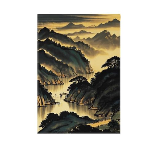 Chinesische Landschaftsflaggen für den Außenbereich, dekorative Flaggen und Banner für Veranda, Dekoration, 71 x 101 cm, doppelseitig von voucong