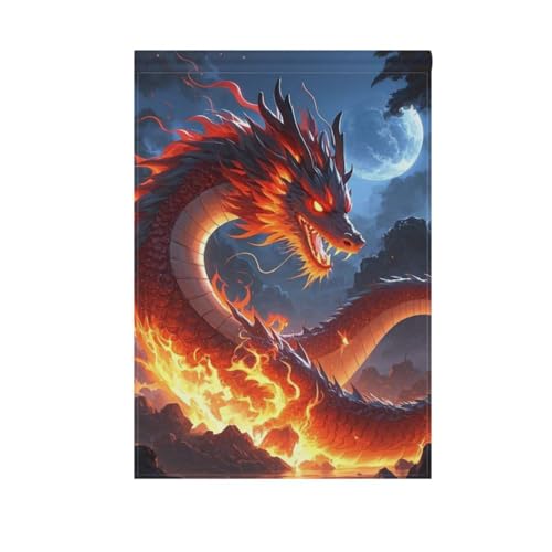 Coole Flamme chinesischer Drache schwarze Outdoor-Flaggen Happy New Year Banner für Außendekoration, 71 x 101 cm, doppelseitig Coole Flamme chinesischer Drache schwarze Outdoor-Flaggen Happy New Year Banner für Außendekoration, 71 x 101 cm, doppelseitig von voucong