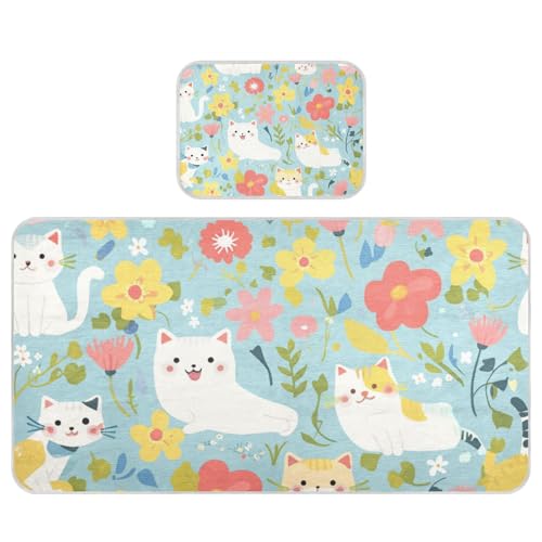Fresh Spring Bunte Katzen kühlende Baby-Matratze, 71,1 x 132,1 cm, atmungsaktive Matratzenauflage für Babys und Kleinkinder von voucong