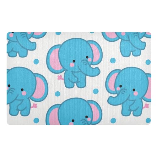Fußmatte mit niedlichem Cartoon-Elefant, 81,3 x 50,8 cm, rutschfeste Gummi-Unterseite, saugfähig, für Treppen, Terrasse, Garage, Waschküche, Balkon Fußmatte mit niedlichem Cartoon-Elefant, 81,3 x 50,8 cm, rutschfeste Gummi-Unterseite, saugfähig, für Treppen, Terrasse, Garage, Waschküche, Balkon von voucong