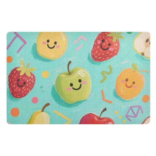 Fußmatte mit niedlichem und buntem Cartoon-Obstmotiv, für drinnen und draußen, 81,3 x 50,8 cm, rutschfest, saugfähig, für Treppen, Terrasse, Garage, Waschküche, Balkon Fußmatte mit niedlichem und buntem Cartoon-Obstmotiv, für drinnen und draußen, 81,3 x 50,8 cm, rutschfest, saugfähig, für Treppen, Terrasse, Garage, Waschküche, Balkon von voucong