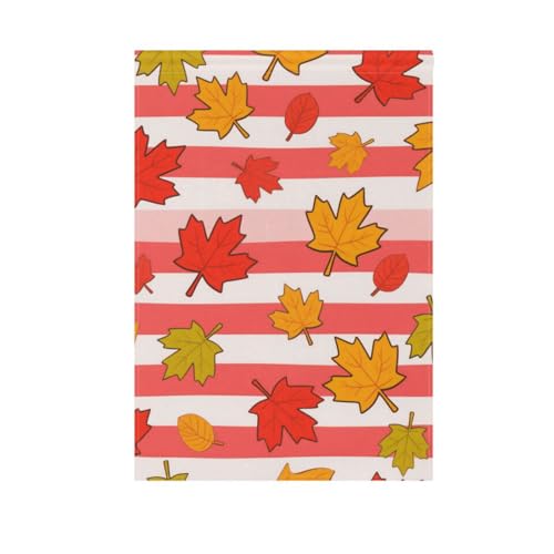 Gartenflaggen-Set mit rot-weiß gestreiften Ahornblättern, für den Außenbereich, 28 x 40 cm, doppelseitig von voucong