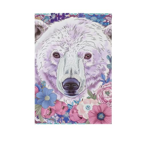 Gartenflaggen im Boho-Stil, weißer Bär, pfirsichfarben, für den Außenbereich, 28 x 40 cm, doppelseitig von voucong