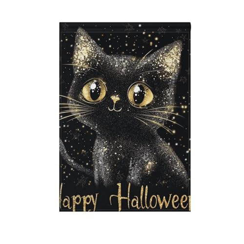 Gartenflaggen mit Aufschrift "Happy Halloween", schwarze Katze, für den Außenbereich, 71 x 101 cm, doppelseitig Gartenflaggen mit Aufschrift "Happy Halloween", schwarze Katze, für den Außenbereich, 71 x 101 cm, doppelseitig von voucong