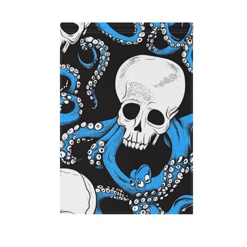 Halloween-Flaggen mit schwarzem und weißem Totenkopf, blaues Tier, Meer, Urlaub, Flaggen, Banner für Hof, Dekoration, 71 x 101 cm, doppelseitig Halloween-Flaggen mit schwarzem und weißem Totenkopf, blaues Tier, Meer, Urlaub, Flaggen, Banner für Hof, Dekoration, 71 x 101 cm, doppelseitig von voucong