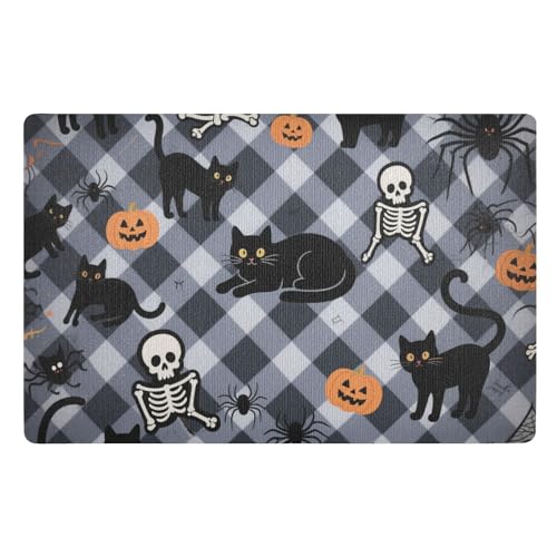 Halloween-Fußmatte, Motiv: Kürbis, Katze, Totenkopf, 81,3 x 50,8 cm, rutschfeste Gummi-Unterseite, saugfähig, für Zuhause, Eingangsbereich, Terrasse, Veranda Halloween-Fußmatte, Motiv: Kürbis, Katze, Totenkopf, 81,3 x 50,8 cm, rutschfeste Gummi-Unterseite, saugfähig, für Zuhause, Eingangsbereich, Terrasse, Veranda von voucong