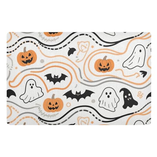 Halloween-Waschteppich, 81,3 x 50,8 cm, rutschfest, Gummi, für alle Jahreszeiten, für Treppen, Terrasse, Garage, Waschküche, Balkon Halloween-Waschteppich, 81,3 x 50,8 cm, rutschfest, Gummi, für alle Jahreszeiten, für Treppen, Terrasse, Garage, Waschküche, Balkon von voucong