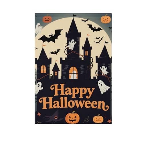 Happy Halloween Black Castle Outdoor-Gartenflaggen, Weihnachtsbanner für Gartendekoration, 71 x 101 cm, doppelseitig Happy Halloween Black Castle Outdoor-Gartenflaggen, Weihnachtsbanner für Gartendekoration, 71 x 101 cm, doppelseitig von voucong