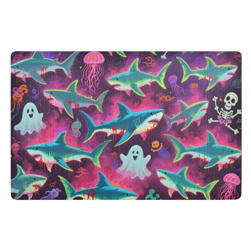 Happy Halloween Blue Shark SkullLow Profile Bodenmatten 81,3 x 50,8 cm rutschfeste Gummi-Unterseite Allwetter für Treppen, Terrasse, Garage, Waschküche, Balkon Happy Halloween Blue Shark SkullLow Profile Bodenmatten 81,3 x 50,8 cm rutschfeste Gummi-Unterseite Allwetter für Treppen, Terrasse, Garage, Waschküche, Balkon von voucong