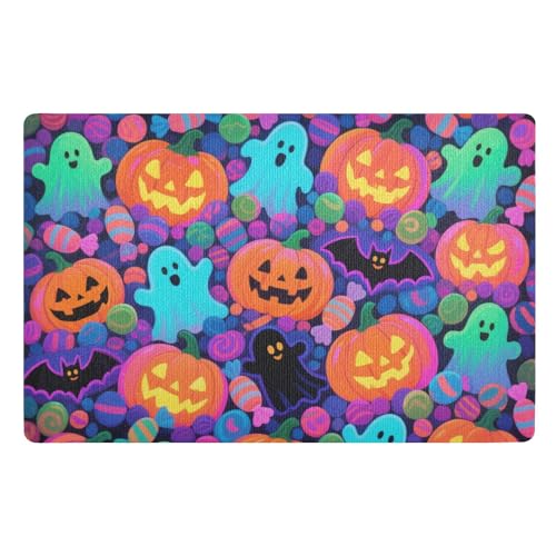 Happy Halloween Bunte Candy GhostsOutdoor-Fußmatten, 81,3 x 50,8 cm, rutschfeste Gummi-Unterseite, extra für Treppen, Terrasse, Garage, Waschküche, Balkon Happy Halloween Bunte Candy GhostsOutdoor-Fußmatten, 81,3 x 50,8 cm, rutschfeste Gummi-Unterseite, extra für Treppen, Terrasse, Garage, Waschküche, Balkon von voucong