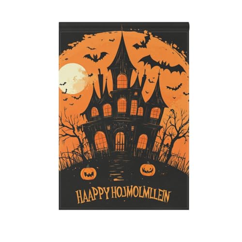 Happy Halloween Fledermaus, schwarz-orange, gruseliges Spukhaus, Kürbis, Outdoor-Flaggen, dekoratives buntes Banner für Veranda, Dekoration, 71 x 101 cm, doppelseitig Happy Halloween Fledermaus, schwarz-orange, gruseliges Spukhaus, Kürbis, Outdoor-Flaggen, dekoratives buntes Banner für Veranda, Dekoration, 71 x 101 cm, doppelseitig von voucong