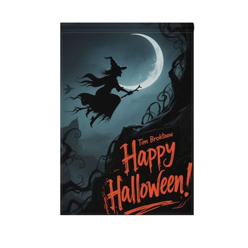 Happy Halloween Wizard Schwarze Gebetsfahnen für den Außenbereich, Happy New Year Banner für Gartendekoration, 71 x 101 cm, doppelseitig Happy Halloween Wizard Schwarze Gebetsfahnen für den Außenbereich, Happy New Year Banner für Gartendekoration, 71 x 101 cm, doppelseitig von voucong