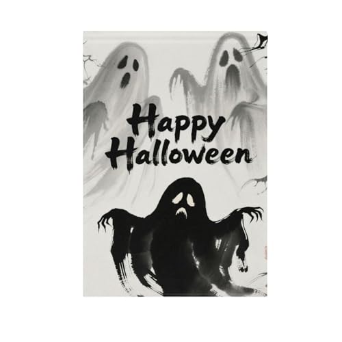 Happy Halloween schwarz-weiße Flaggen für den Außenbereich, dekoratives Banner für Außendekoration, 71 x 101 cm, doppelseitig Happy Halloween schwarz-weiße Flaggen für den Außenbereich, dekoratives Banner für Außendekoration, 71 x 101 cm, doppelseitig von voucong