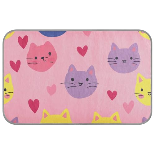 Happy Valentine's Cartoon Pink Cat Heart Summer Pad for Outdoor Cats Self Cooling 96.5 cm x 58.4 cm cooling bed for chihuahua travel comfy camas frias para perros M von voucong