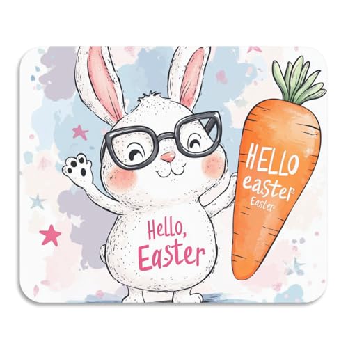 Hello Easter Cartoon Weiß Kaninchen Orange Karotten Geschirr Abtropfgestell Matte Hitzebeständig Saugfähig Kieselgur Matte Küche Theke 59,9 x 50 cm von voucong