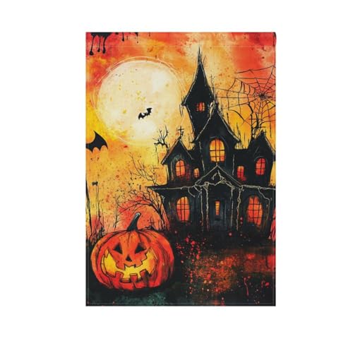 Horror-Halloween-Kürbis-Flaggen, schwarz-orange, gruselige Urlaubsflaggen und Banner für Terrasse, Dekoration, 71 x 101 cm, doppelseitig Horror-Halloween-Kürbis-Flaggen, schwarz-orange, gruselige Urlaubsflaggen und Banner für Terrasse, Dekoration, 71 x 101 cm, doppelseitig von voucong