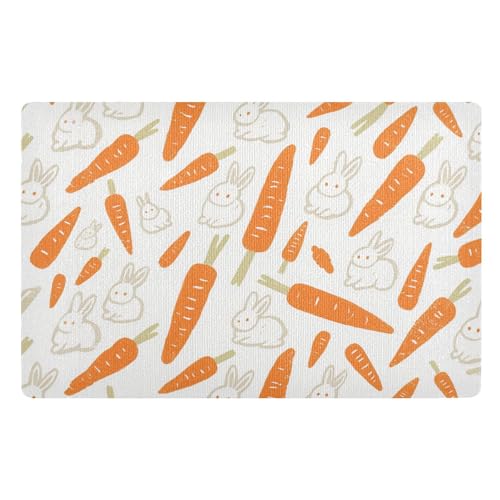 Küchenteppich, Motiv: niedlicher weißer Hase und Karotte, 81,3 x 50,8 cm, rutschfeste Gummi-Unterseite, für alle Jahreszeiten, für Treppen, Terrasse, Garage, Waschküche, Balkon Küchenteppich, Motiv: niedlicher weißer Hase und Karotte, 81,3 x 50,8 cm, rutschfeste Gummi-Unterseite, für alle Jahreszeiten, für Treppen, Terrasse, Garage, Waschküche, Balkon von voucong